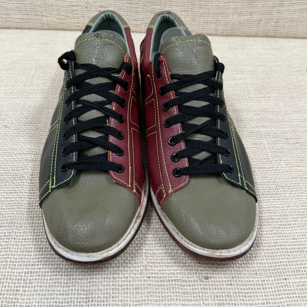 Linds Classic 1733 Mens Bowling Shoes Size 13 Leather Black Burgundy Green 2008